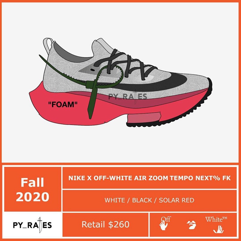 Air Zoom Tempo Next% FK,Nike,O  OFF-WHITE x Nike 新联名曝光！这次有万众瞩目的新科技！