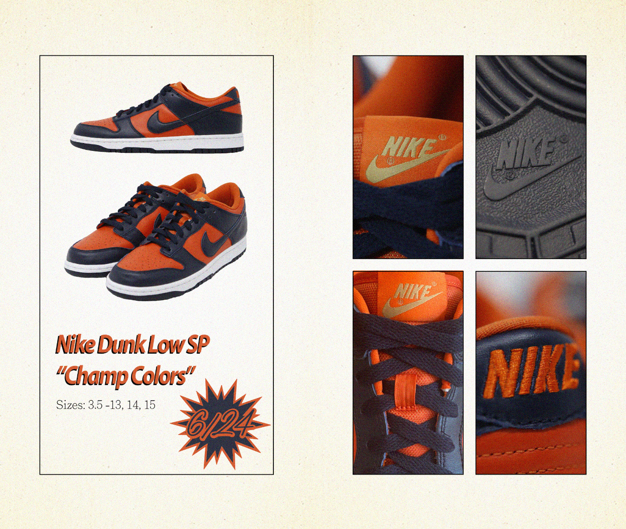 Nike,Dunk Low SP,Champ Colors,  巴西、白红后的收官配色！蓝橙 Dunk Low 更多实物曝光！