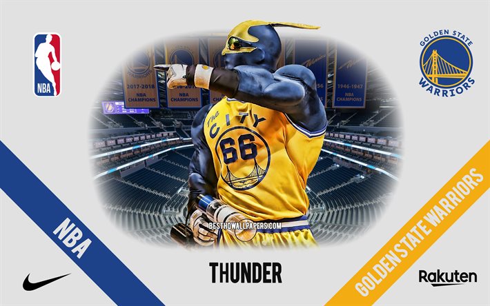 Download wallpapers Thunder, mascot, Golden State Warriors, NBA ...