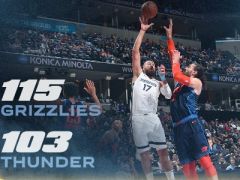 卡伯科洛24+11乔治30+12,灰熊力克雷霆结束两连败
