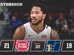 NBA常規(guī)賽活塞vs爵士，第一節(jié)結(jié)束活塞領(lǐng)先爵士2分
