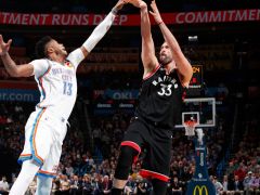 NBA常规赛雷霆vs爵士,首节结束雷霆以29 - 15领先爵士14分