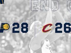 NBA常規(guī)賽步行者VS騎士，第一節(jié)結(jié)束步行者領(lǐng)先騎士2分