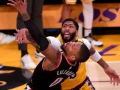 NBA季后赛湖人主场迎战开拓者，首节结束湖人领先8分