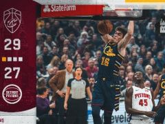 NBA常規(guī)賽活塞vs騎士，首節(jié)結(jié)束騎士領(lǐng)先活塞2分