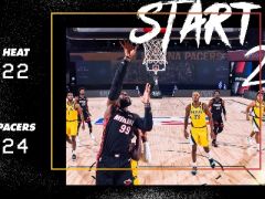 NBA季后赛步行者主场迎战热火，首节结束步行者领先2分
