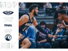 鶯歌34+6，霍勒迪18+3，鵜鶘客場107-99擊敗森林狼