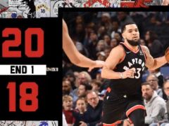 NBA常規(guī)賽猛龍vs熱火，第一節(jié)結(jié)束猛龍領(lǐng)先熱火2分