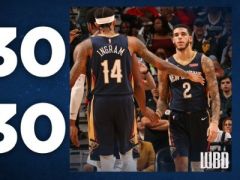 NBA常规赛猛龙vs鹈鹕,第一节结束双方以30-30战平