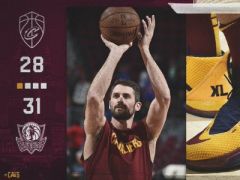 NBA常規(guī)賽獨(dú)行俠VS騎士，第一節(jié)獨(dú)行俠領(lǐng)先騎士3分