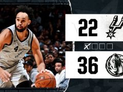 NBA常規(guī)賽馬刺vs獨(dú)行俠，第一節(jié)結(jié)束獨(dú)行俠領(lǐng)先馬刺14分