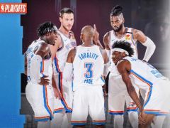 NBA季后赛火箭主场迎战雷霆,首节结束火箭领先5分