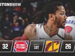 NBA常規(guī)賽騎士vs活塞，首節(jié)結束活塞領先騎士6分