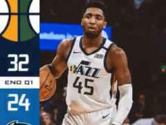 NBA常規(guī)賽爵士vs獨行俠，首節(jié)結(jié)束爵士領(lǐng)先獨行俠8分