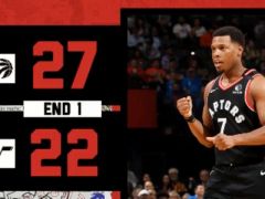 NBA常规赛猛龙vs爵士,首节结束猛龙领先爵士5分