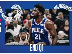 NBA常规赛76人vs奇才,第一节结束76人领先奇才8分