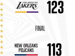 濃眉46+13，格林25+5，湖人主場123-113大勝鵜鶘