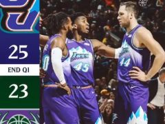  NBA常規(guī)賽爵士vs雄鹿，第一節(jié)結(jié)束爵士領(lǐng)先雄鹿2分