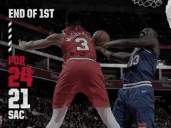 NBA常規(guī)賽開拓者vs國王，第一節(jié)開拓者領(lǐng)先國王3分