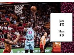 半场战报：英格尔斯16+3巴特勒9+2+2，热火领先爵士1分