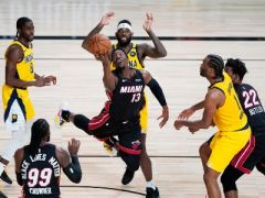 半场战报：布罗格登10+1+4，吉米-巴特勒14+2+3，步行者以52-56落后热火4分