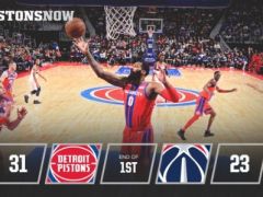 NBA常规赛奇才vs活塞,第一节结束活塞领先奇才8分