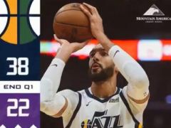 首节战报：戈贝尔10+3，米切尔9+1，爵士38-22领先国王。
