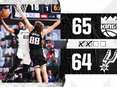 半場戰(zhàn)報(bào)，國王65-64馬刺，?？怂拱雸?0分