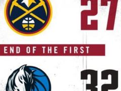 NBA常規(guī)賽掘金vs獨(dú)行俠，首節(jié)結(jié)束獨(dú)行俠領(lǐng)先掘金5分