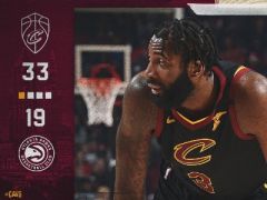 NBA常规赛老鹰vs骑士，首节结束骑士领先14分