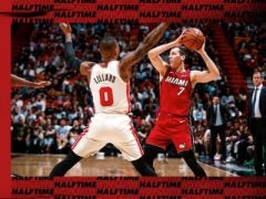 半场战报:利拉德14+1+3纳恩12+1+3,热火领先开拓者19分
