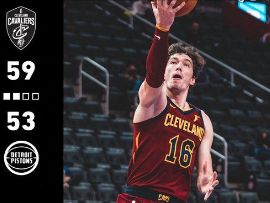 NBA常規(guī)賽：奧斯曼15+2，騎士隊以59-53暫時領(lǐng)先活塞！