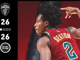 NBA常規(guī)賽：首節(jié)戰(zhàn)罷，騎士以26-26活塞雙方打平！