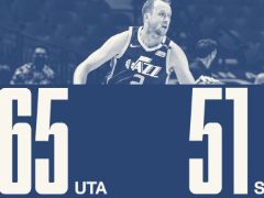 NBA常规赛:克拉克森单节10分,爵士65-51领先马刺