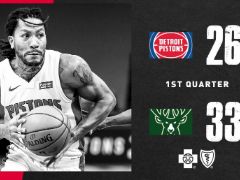 NBA常規(guī)賽：字母哥首節(jié)10+2，雄鹿33-26領(lǐng)先活塞