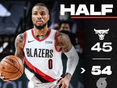 NBA常規(guī)賽：半場結束，開拓者54-45領先公牛