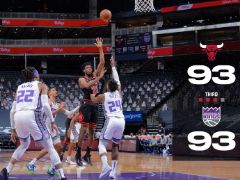 NBA常规赛:三节战罢,公牛93-93战平国王