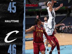 NBA常规赛：奥斯曼半场13+5，骑士领先灰熊1分