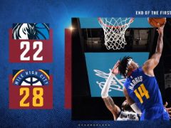 NBA常规赛：首节结束，掘金28-22领先独行侠