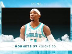 NBA常规赛：半场战罢，尼克斯50-57落后黄蜂！