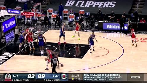 【NBA集锦】英格拉姆0度角迎射贝弗利莱昂纳德两人 细腻手感空心命中