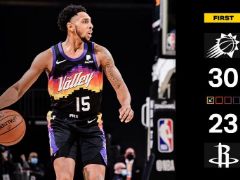 NBA常规赛:首节结束,太阳30-23领先火箭