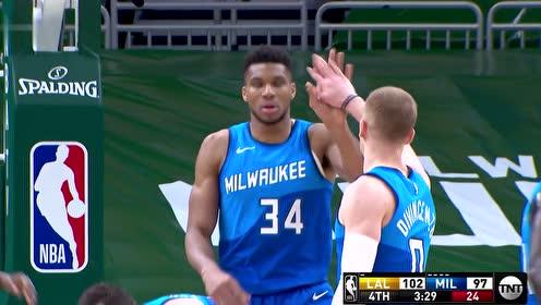 【NBA集锦】终于报仇！字母哥长驱直入罚球线起飞终于打成2+1