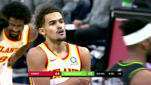 【NBA集錦】老鷹vs森林狼第二節(jié)英文原聲回放