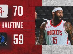 NBA常规赛:半场战罢,火箭70-59领先独行侠