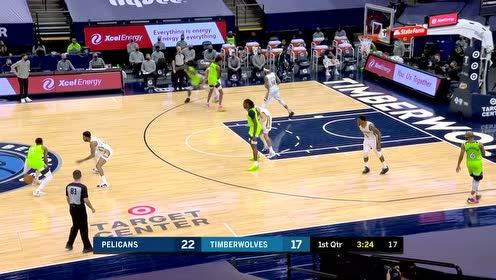 【NBA集锦】身体素质没得说! 爱德华兹无视防守打进高难度上篮