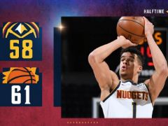 NBA常规赛：半场战罢，掘金58-61落后太阳