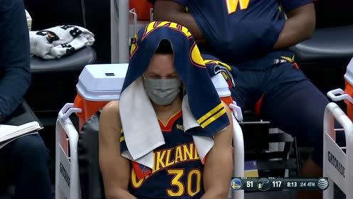 【NBA集锦】这么好笑？库里口罩毛巾包裹严实仍难掩笑意