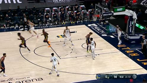 【NBA集锦】总算有收获!库里击地妙传乌布雷急停跳投两分入账