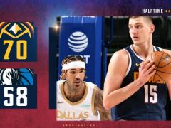 NBA常规赛：半场战罢，掘金70-58领先独行侠